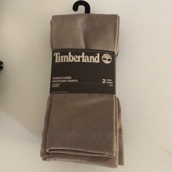 Timberland Accessories - Timberland fleece lined footless tights tan/black